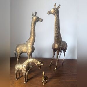 Vintage bronze giraffe family of four
